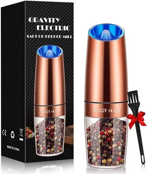 Gravity Electric Pepper and Salt Grinder Set, Salt and Pepper Mill &amp; Adjustable 