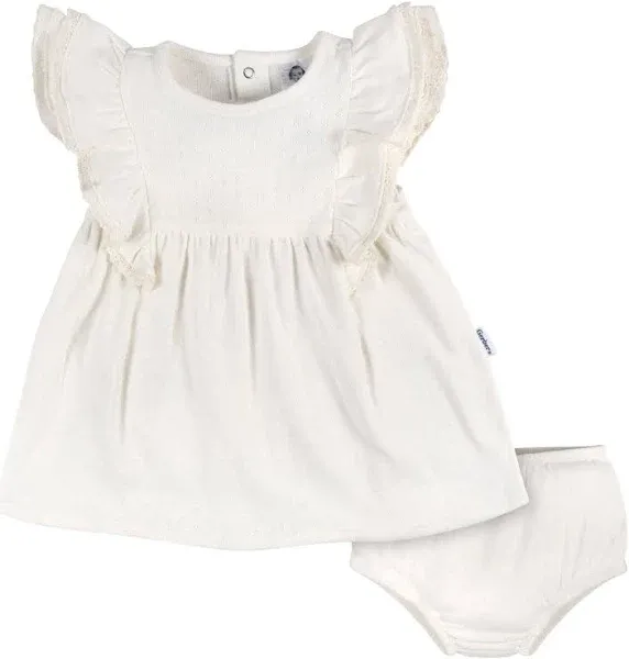 Gerber Baby Girls' Cotton Dress and Diaper Cover Set