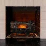 Pleasant Hearth L-20WGH Crackling w/Grate and Heater Electric Log, Natural Wood