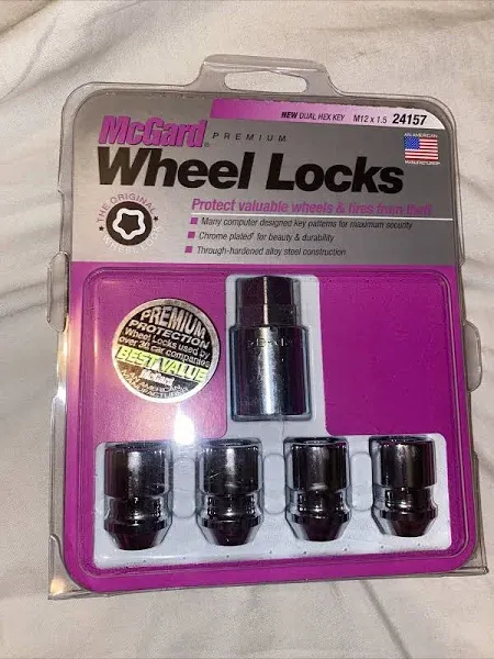 MCGARD 24157 WHEEL LOCKS PREMIUM CHROME M12 X 1.5 DUAL HEX KEY UPC: 083509241570