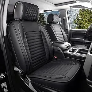 JOJOBAY Chevy Silverado Seat Covers,GMC Sierra Seat Covers,Custom Fit 2007-2024 1500 2500HD 3500HD Crew Double Extended Regular Cab,LT LZT RST Trail Boss(Full Set,Black)