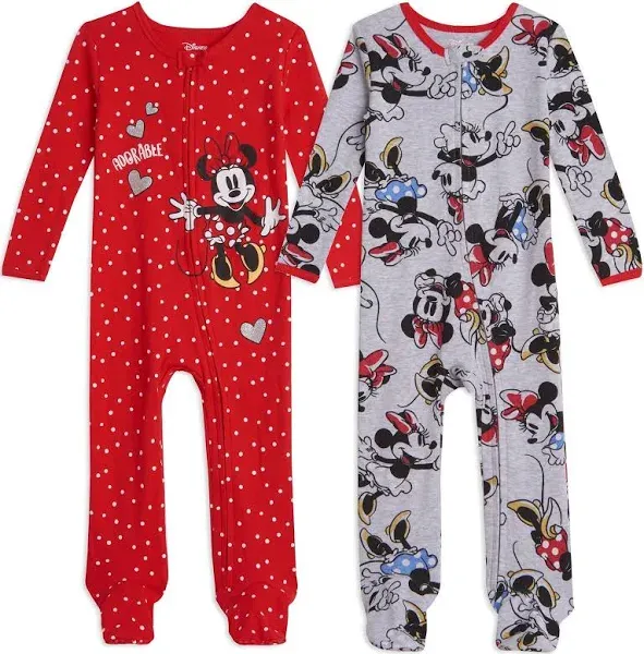 Disney Minnie Mouse Princess Classics Lion King Baby Girls 2 Pack Zip Up Sleep N' Plays Newborn to Infant