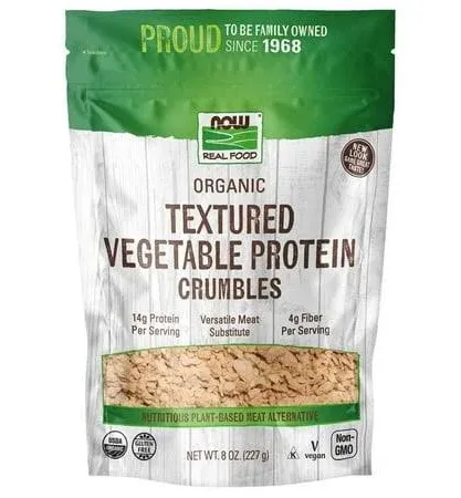 NOW Foods, Organic Textured Soy Protein Granules, Non-GMO, Versatile, Vegetable-Sourced Protein, 8-Ounce (Packaging May Vary)