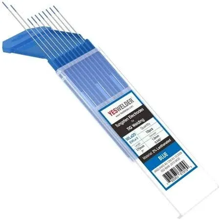 YESWELDER TIG Tungsten Electrode Pre-Sharpened Welding Tungsten Rod 2% Lanthanated 1/16" x 7" (Blue, WL20/EWLa-2) 10-pk