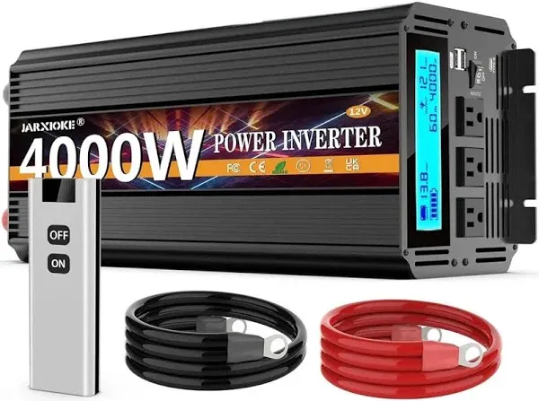 4000 Watt Power Inverter 12V DC to 110V 120V Converter for Family RV Off Grid...