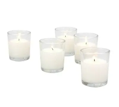 Stonebriar 48 Pack Unscented Long Burning Clear Glass Wax Filled Votive Candles