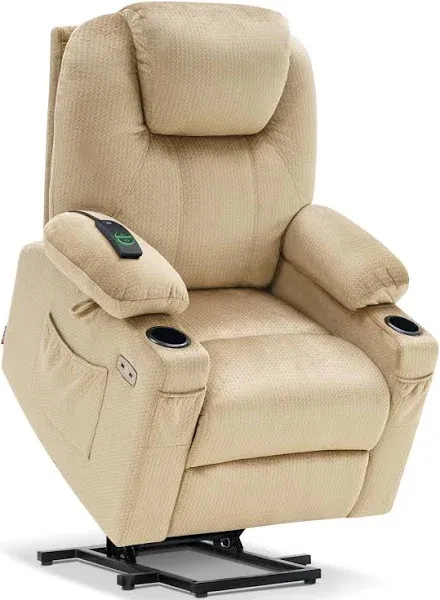 MCombo Large Power Lift Recliner Chair Sofa with Massage and Heat for Big and Tall Elderly People, 3 Positions, Cup Holders, and USB Ports, Extended Footrest, Fabric 7516(Large,Admiral)