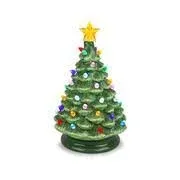 Creative Hobbies Small Vintage Ceramic Christmas Tree with Multi-Color Lights and Clip in Cord - 6.75" Tabletop Tree