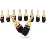 Deadbolt Banana Plugs 5-Pairs by Sewell, Gold Plated Speaker Plugs, Quick Connect