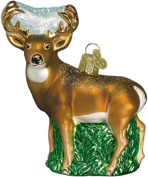 Old World Christmas Glass Blown Ornament, Whitetail Deer (With OWC Gift Box)