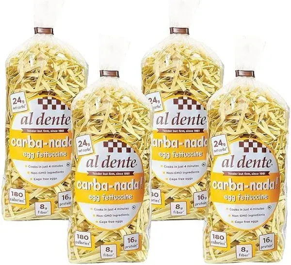 Carba-Nada Reduced Carb Pasta by Al Dente Pasta Company - Egg Fettuccine (10 oz) Size: 6-Pack