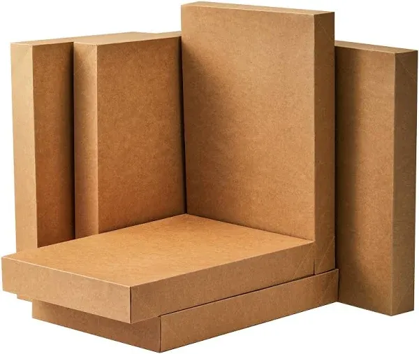 JOYIN 12 Pcs Kraft Brown Gift Boxes with Tissue Paper 14.25" x 9.5" x 1.8" Large Shirt Boxes for Sweaters, Robes for for Christmas, Holidays, Father's Day, Birthdays Gift Wrapping