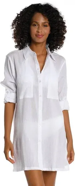 La Blanca Women's Island Fare Resort Camp Shirt Cover Up