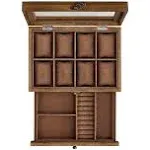 SONGMICS 8-Slot Watch Box, 2-Tier Watch Display Case with Large Glass Lid, Removable Watch Pillows, Velvet Lining, Jewelry Box, Gift Idea, Rustic Walnut UJOW008K01