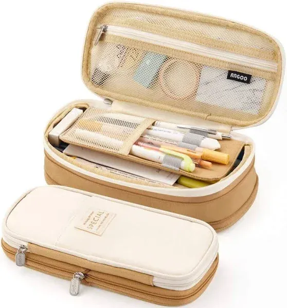 EASTHILL Big Capacity Pencil Pen Case Office College School Large Storage High Capacity Bag Pouch Holder Box Organizer Khaki