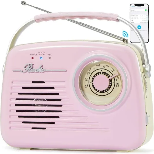 Small Radios Portable AM FM, Vintage Transistor Radio with Bluetooth, Battery...