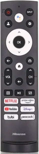 AJPro Replacement Remote Control for Hisense Smart Google TV Model ERF3V0H with Voice Control Works with TV 43A6H 50A6H 55A6H 65A6H 75A6H 50U6H 55U6H 65U6H 75U6H 65U8H 75U8H (Renewed)