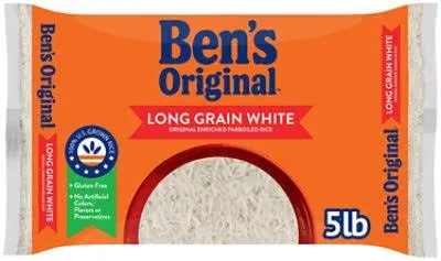 BEN&#039;S ORIGINAL Enriched Long Grain White Rice, Parboiled Rice, 5 LB Bag