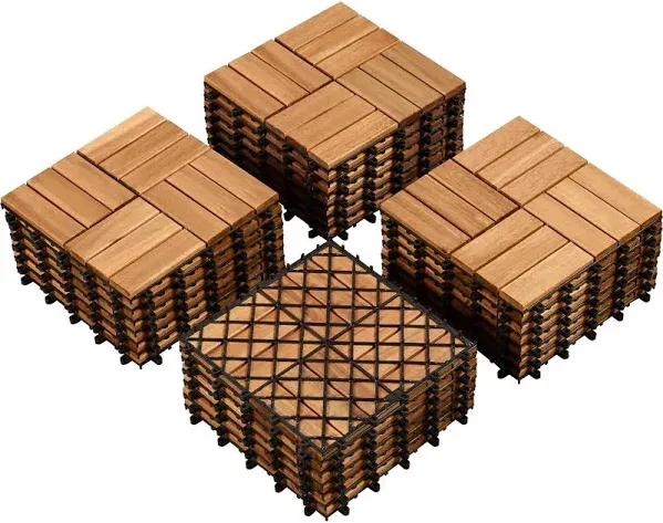 Yaheetech Acacia Wood Interlocking Deck Tiles