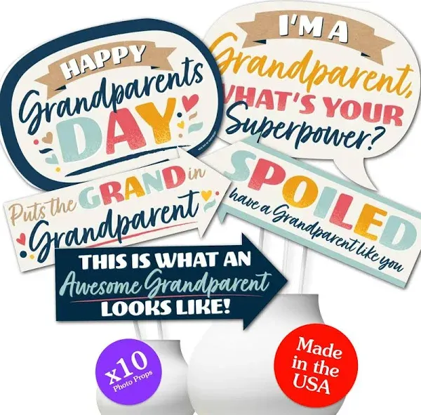 Big Dot of Happiness - Funny Happy Grandparents Day - Grandma & Grandpa Party Photo Booth Props Kit - 10 Piece