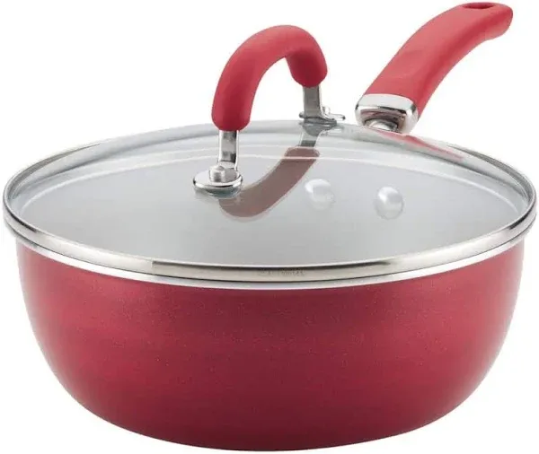 Rachael Ray 3 qt. Create Delicious Aluminum Nonstick Everything Pan - Red Shimmer