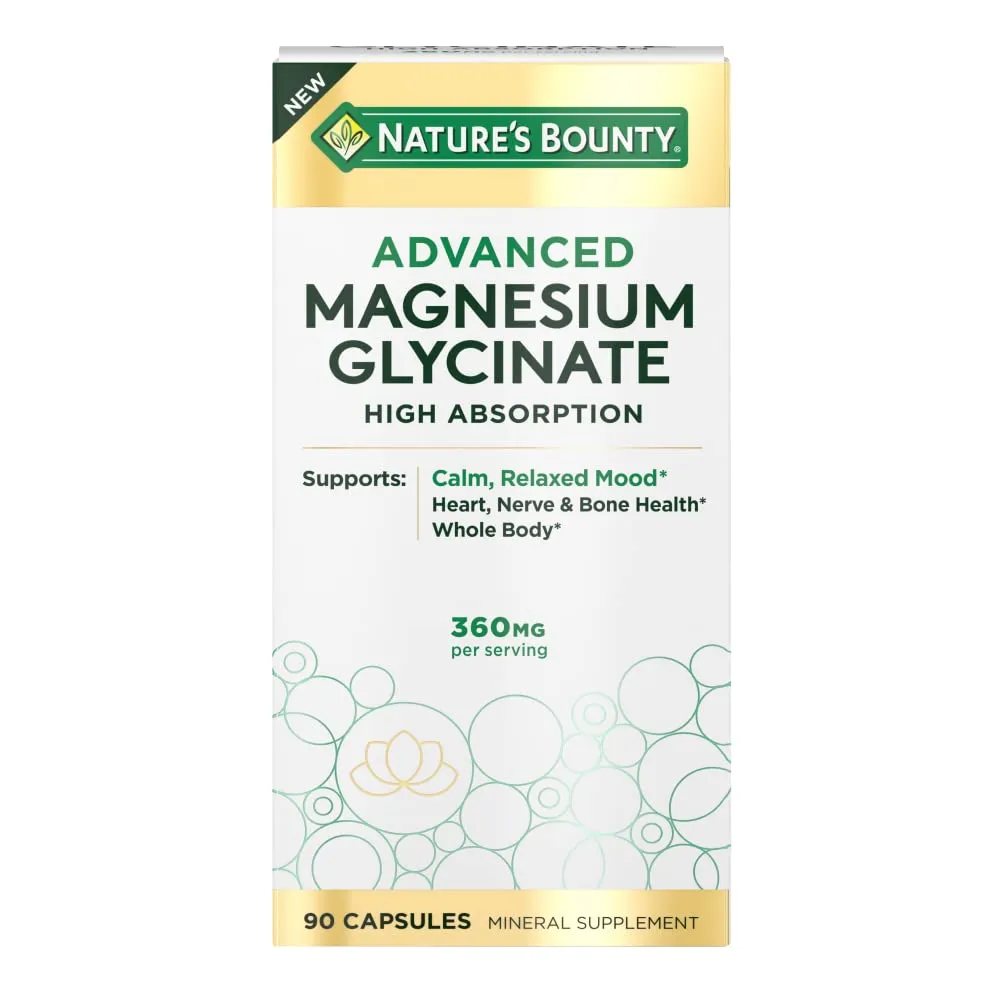 Nature&#039;s Bounty•Advance<wbr/>d Magnesium Glycinate•90 Capsules•Exp. 08/2026•New