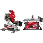 Milwaukee M18 Fuel 18V Lithium-Ion Brushless 10 in. Cordless Dual Bevel Sliding Compound Miter Saw with 8-1/4 in. Table Saw 2734-20-2736-20