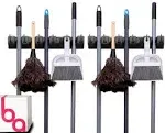 Berry Ave Broom Holder and Garden Tool Organizer Rake or Mop Handles Up to 1.25-Inches 2 Pack Black