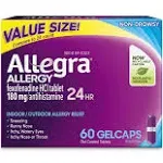 Allegra Allergy 60-Count 24 Hour Relief Gelcaps