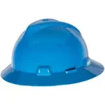 MSA 475368 Fastrac V-Gard Full Brim Hard Hats, Color=Blue, 1 Each