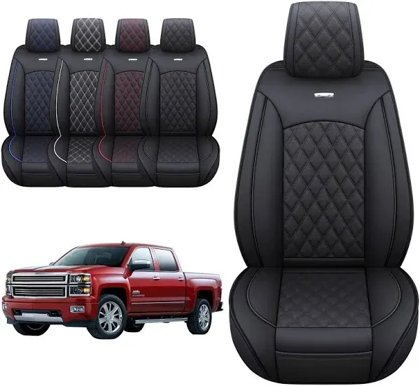 For Chevrolet Silverado GMC 1500 2500HD 3500HD Car 2 Front Seat Cover PU Leather