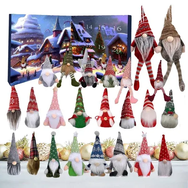 24 Days Christmas Gnome Advent Calendar Countdown Calendar