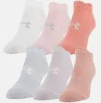 Under Armour Women's Essential No-Show Socks - 6-Pack - Pink