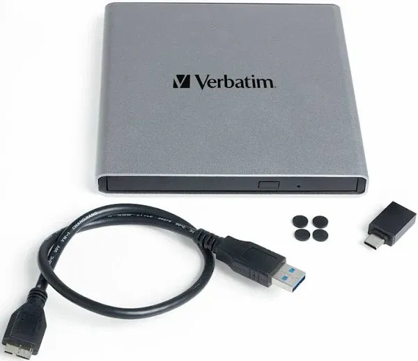 VERBATIM External CD DVD Blu-ray Writer USB 3.0 M-Disc Ready Compatible with Windows and Mac (71097)