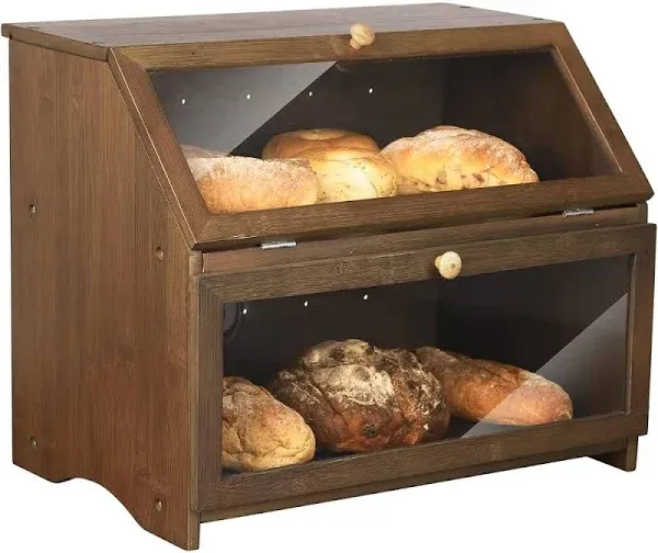 Durable Bamboo Bread Container with Large Capacity and Patented Design