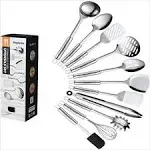 Cooking Utensil Set, 11 PCS Stainless Steel Kitchen Utensil Set, Nonstick Kitche