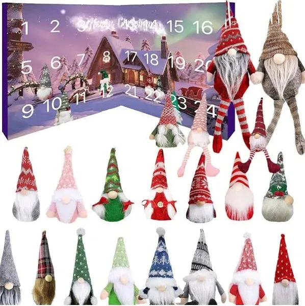 24 Days Christmas Gnome Advent Calendar Countdown Calendar