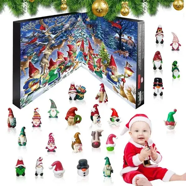 24 Days Christmas Gnome Advent Calendar Countdown Calendar