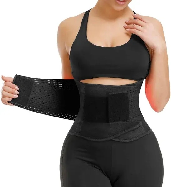 Venuzor Waist Trainer Belt for Women - Waist Cincher Trimmer - Slimming Body Shaper Belt - Sport Girdle Belt (Up Graded) Black Medium