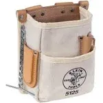 Klein Tools 5125 Canvas and Leather 5-Pocket Tool Pouch with Chain Tape Thong and Tunnel Belt Connection