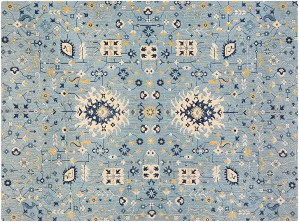 40"x54" Tabriz 1/4" Rug'D Chair Floor Mat Blue/Beige - Anji Mountain: Abstract Design, Felt Backing, Indoor Use, Spot Clean