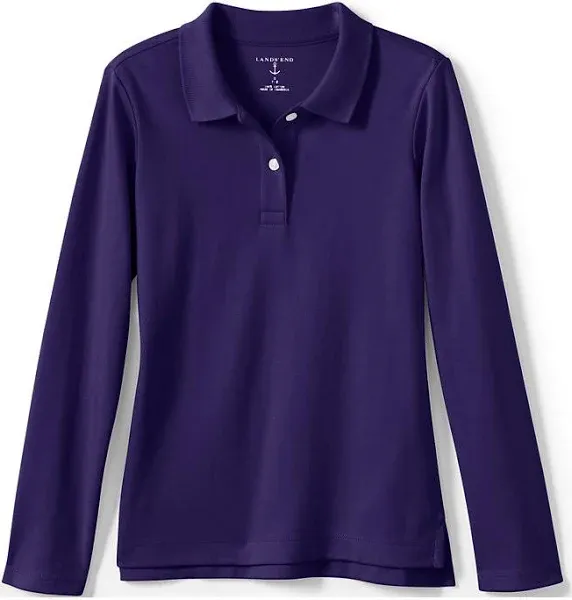 Lands' End Girls' Feminine Fit Long Sleeve Interlock Polo Shirt