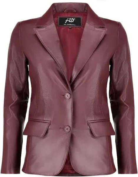 Classic 2-Button Lambskin Leather Blazer Women&#039;s - Casual Coat Long Sleeves Suit