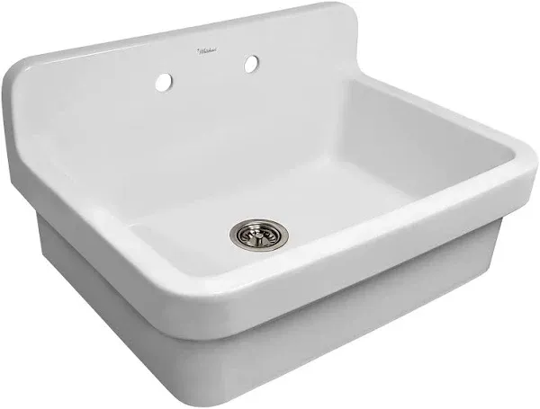 Whitehaus Old Fashioned Country Fireclay Utility Sink with High Backsplash OFCH2230