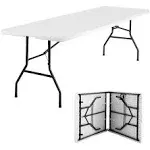 FDW Folding Table Half Portable Foldable Table Picnic Table Camping Table for Office Home Camping Party,White (8ft)