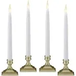  Battery Operated LED Taper Window Candles with Timer (6 on/18 Off), Pewter