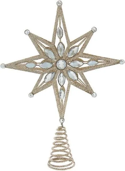 Kurt Adler 11" Gold Glittered Jeweled Star Treetop