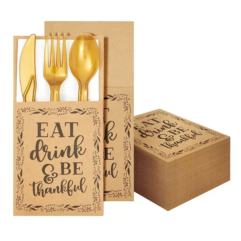 Sparkle and Bash Thanksgiving Dinner Party Utensil Holder Pockets