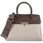 Calvin Klein Becky Turn Lock Satchel Almond/taupe/java