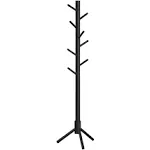 VASAGLE 8 Hooks Solid Wood Coat Rack Free Standing Coat Rack Tree-Shaped Coat Rack Black